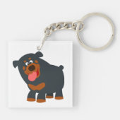 Cute Playful Cartoon Rottweiler AcrylSleutelhanger Sleutelhanger (Achterkant)