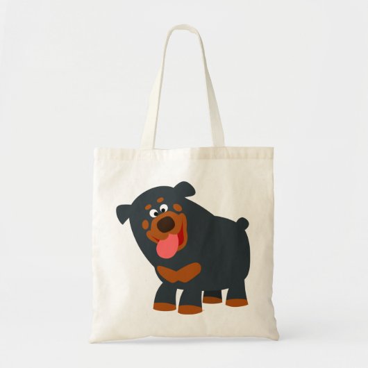 Cute Playful Cartoon Rottweiler Bag Tote Bag (Voorkant)