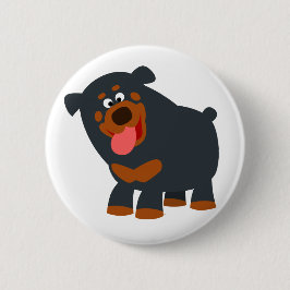 Cute Playful Cartoon Rottweiler Button Badge