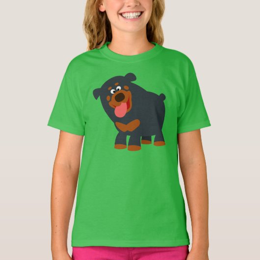 Cute Playful Cartoon Rottweiler Children T-Shirt (Voorkant)