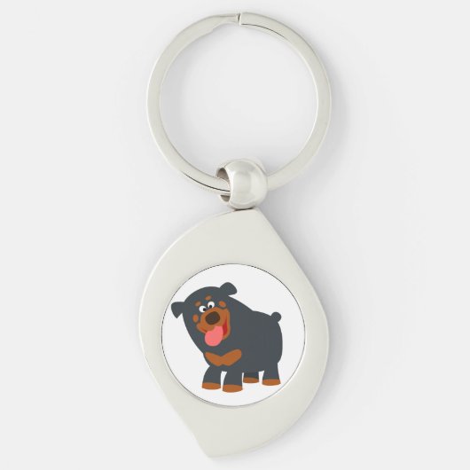 Cute Playful Cartoon Rottweiler Metal Sleutelhange Sleutelhanger (Voorkant)