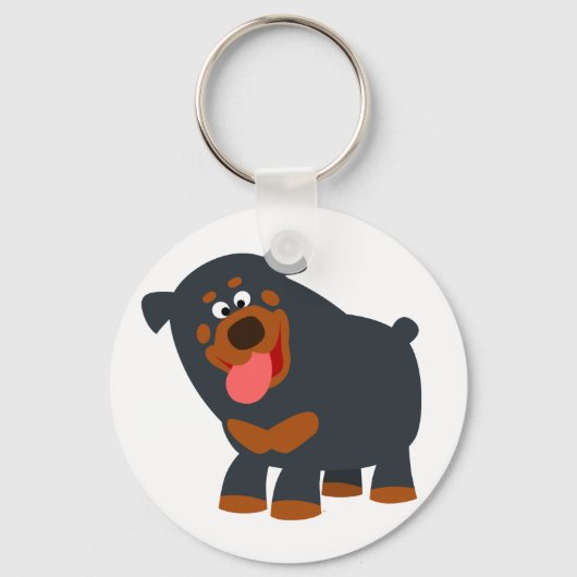 Cute Playful Cartoon Rottweiler Sleutelhanger (Voorkant)