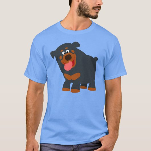 Cute Playful Cartoon Rottweiler T-Shirt (Voorkant)