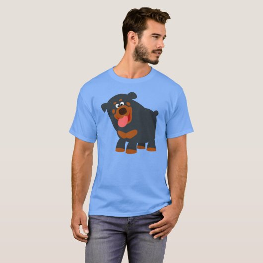 Cute Playful Cartoon Rottweiler T-Shirt (Voorkant volledig)
