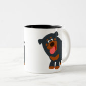 Cute Playful Cartoon Rottweiler Tweekleurige Koffiemok (Voorkant rechts)