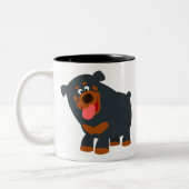 Cute Playful Cartoon Rottweiler Tweekleurige Koffiemok (Links)