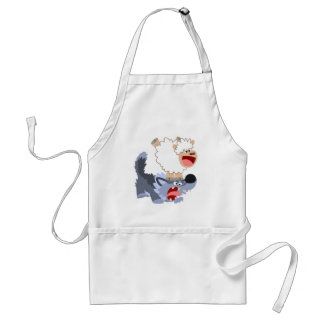 Cute Playful Cartoon Sheep and Wolf Apron Standaard Schort