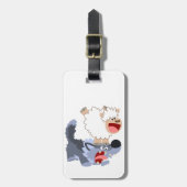 Cute Playful Cartoon Sheep and Wolf Bagagelabel (Voorkant verticaal)
