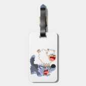 Cute Playful Cartoon Sheep and Wolf Bagagelabel (Achterkant verticaal)