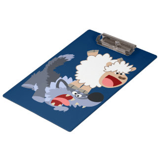 Cute Playful Cartoon Sheep and Wolf Clipboard Klembord