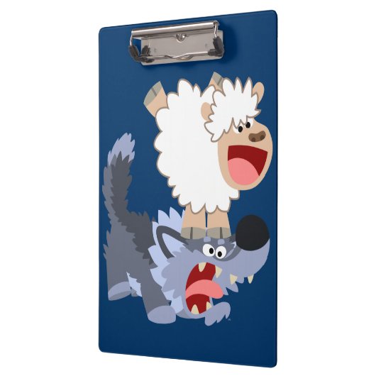Cute Playful Cartoon Sheep and Wolf Clipboard Klembord (Links)