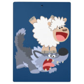 Cute Playful Cartoon Sheep and Wolf Clipboard Klembord (Achterkant)