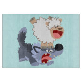 Cute Playful Cartoon Sheep and Wolf Cutting Board Snijplank (Voorkant)