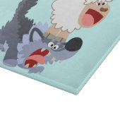 Cute Playful Cartoon Sheep and Wolf Cutting Board Snijplank (Hoek)