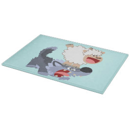 Cute Playful Cartoon Sheep and Wolf Cutting Board Snijplank
