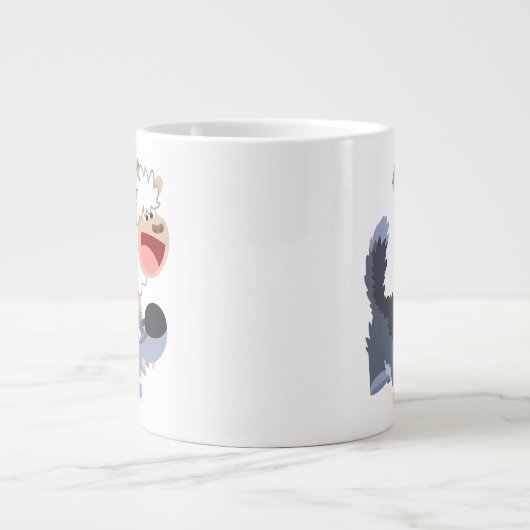 Cute Playful Cartoon Sheep and Wolf Jumbo Mok (Voorkant)