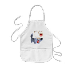 Cute Playful Cartoon Sheep and Wolf Kinder Apron Schort
