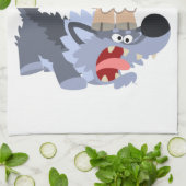 Cute Playful Cartoon Sheep and Wolf Kitchen Towel Theedoek (Gevouwen)