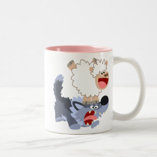 Cute Playful Cartoon Sheep and Wolf Mok