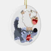 Cute Playful Cartoon Sheep and Wolf Ornament (Rechts)