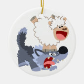 Cute Playful Cartoon Sheep and Wolf Ornament (Voorkant)