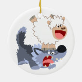 Cute Playful Cartoon Sheep and Wolf Ornament (Achterkant)