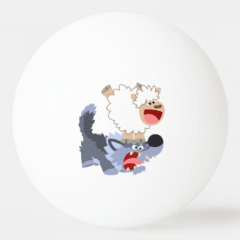 Cute Playful Cartoon Sheep and Wolf Ping Pong Ball