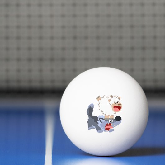 Cute Playful Cartoon Sheep and Wolf Ping Pong Ball (Net)