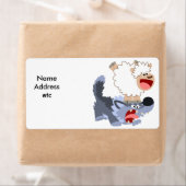 Cute Playful Cartoon Sheep and Wolf Shipping Label (Insitu)