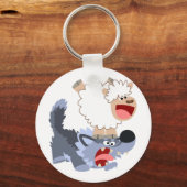 Cute Playful Cartoon Sheep and Wolf Sleutelhanger (Voorkant)