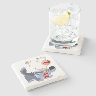 Cute Playful Cartoon Sheep and Wolf Stone Onderzet Stenen Onderzetter
