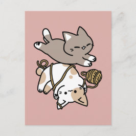 Cute Playful Cats Design – Fun Paws and Play Art Briefkaart