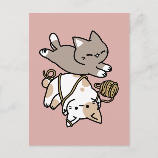 Cute Playful Cats Design – Fun Paws and Play Art Briefkaart (Voorkant)