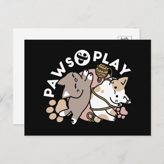 Cute Playful Cats Design – Fun Paws and Play Art Feestdagenkaart (Voorkant / Achterkant)