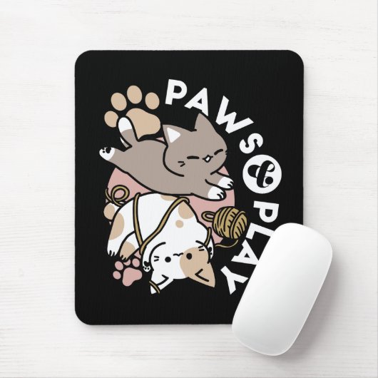 Cute Playful Cats Design – Fun Paws and Play Art Muismat (Met muis)