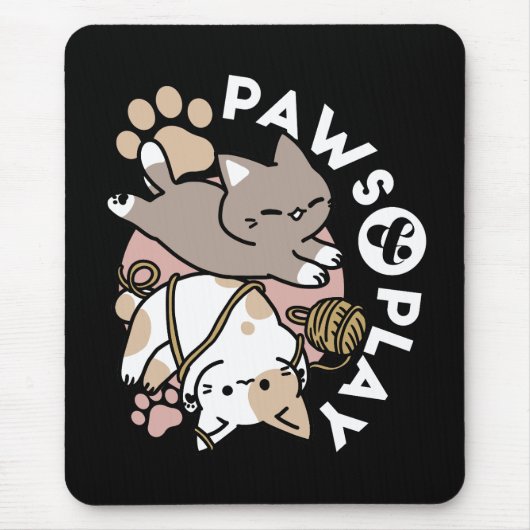 Cute Playful Cats Design – Fun Paws and Play Art Muismat (Voorkant)