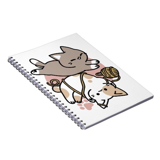 Cute Playful Cats Design – Fun Paws and Play Art Notitieboek (Rechterzijde)