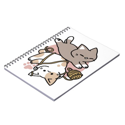 Cute Playful Cats Design – Fun Paws and Play Art Notitieboek (Linkerzijde)