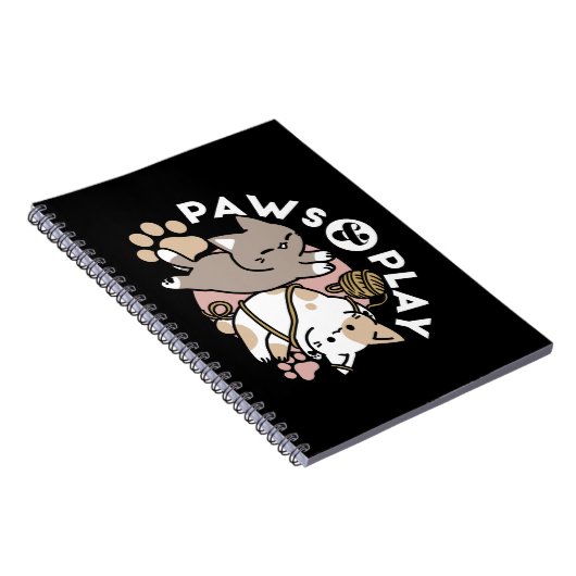 Cute Playful Cats Design – Fun Paws and Play Art Notitieboek (Rechterzijde)