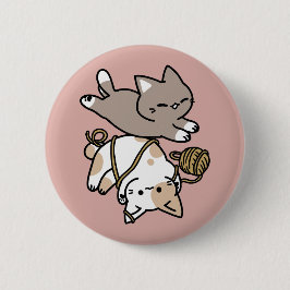 Cute Playful Cats Design – Fun Paws and Play Art Ronde Button 5,7 Cm