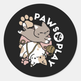 Cute Playful Cats Design – Fun Paws and Play Art Ronde Sticker