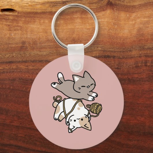 Cute Playful Cats Design – Fun Paws and Play Art Sleutelhanger (Voorkant)