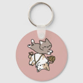 Cute Playful Cats Design – Fun Paws and Play Art Sleutelhanger (Achterkant)