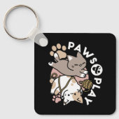 Cute Playful Cats Design – Fun Paws and Play Art Sleutelhanger (Voorkant)