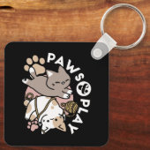 Cute Playful Cats Design – Fun Paws and Play Art Sleutelhanger (Achterkant)