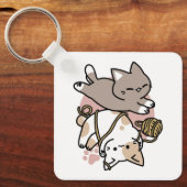 Cute Playful Cats Design – Fun Paws and Play Art Sleutelhanger (Voorkant)