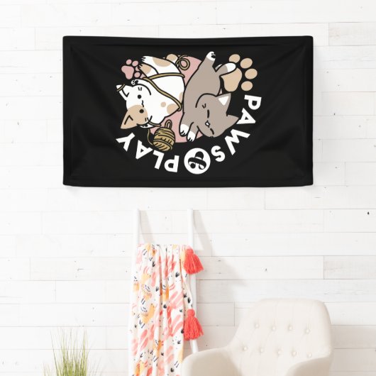 Cute Playful Cats Design – Fun Paws and Play Art Spandoek (Insitu)