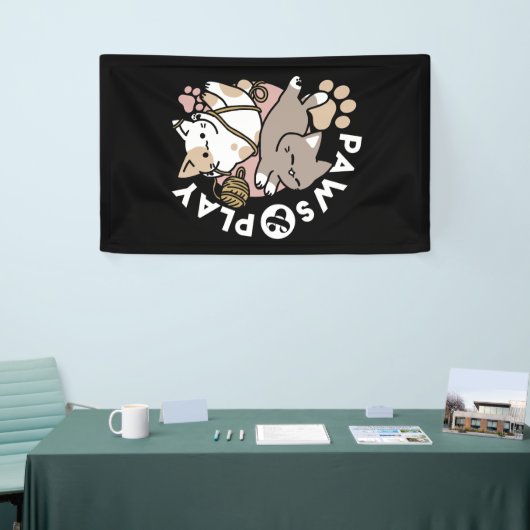 Cute Playful Cats Design – Fun Paws and Play Art Spandoek (Beurs)