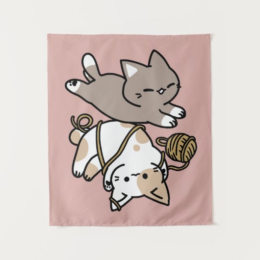 Cute Playful Cats Design – Fun Paws and Play Art Wandkleed (Voorkant)