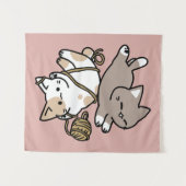 Cute Playful Cats Design – Fun Paws and Play Art Wandkleed (Voorkant (horizontaal))